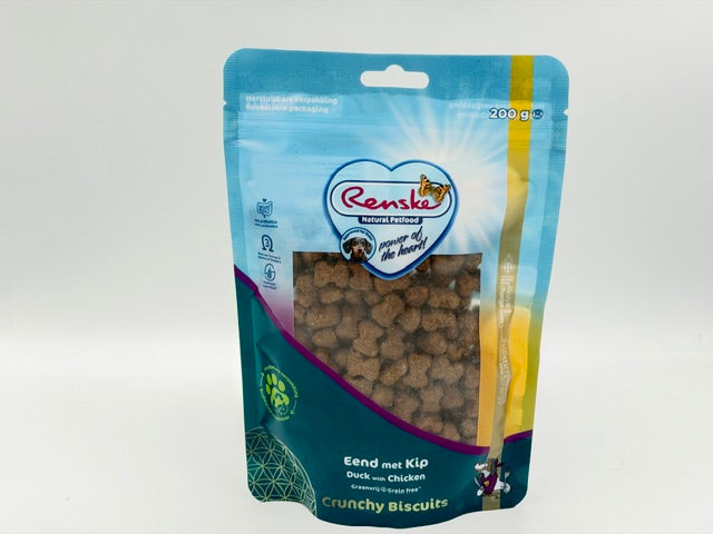 Renske gezonde beloning hond crunchy eend met kip 200 gram