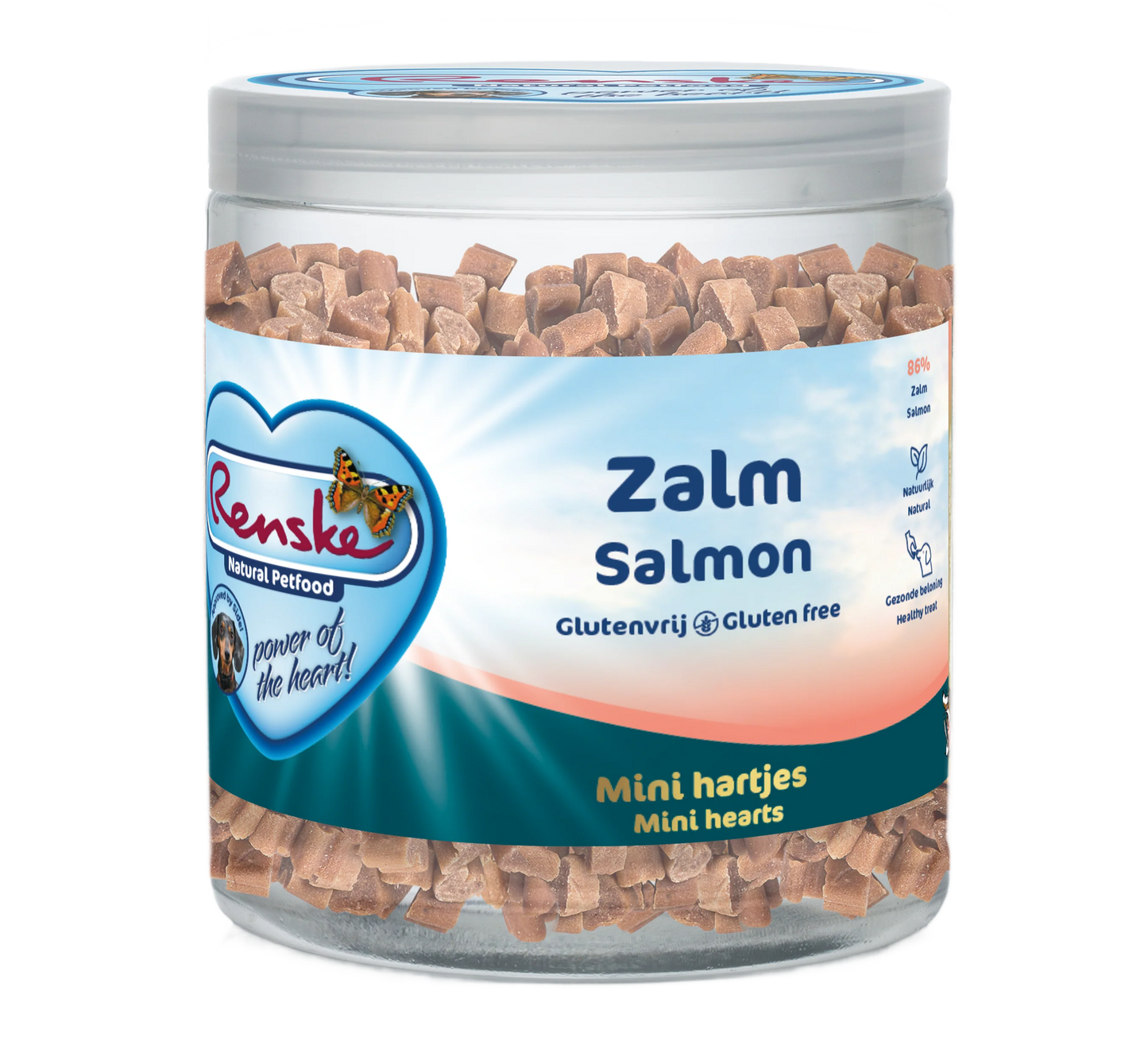 Renske vlees hartjes zalm 300 gr - hond gezonde beloning